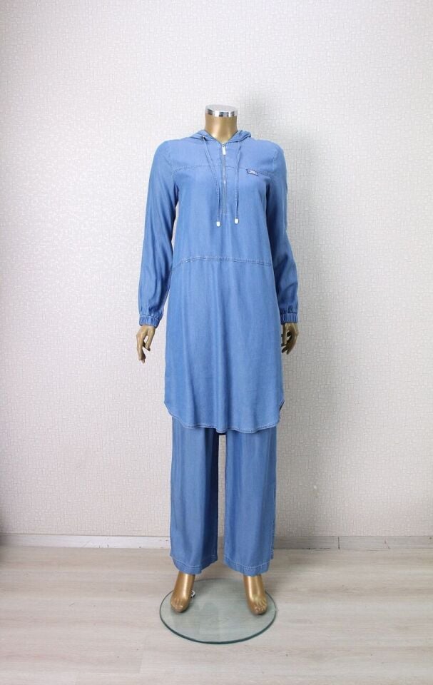 56019 TAKIM ÖNDEN YARIM FERMUARL KAPÜŞONLU KOL UCU LASTİKLİ TANSEL KTAKIM QYS TAKIM #24-05#