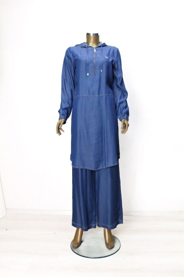 56019 TAKIM ÖNDEN YARIM FERMUARL KAPÜŞONLU KOL UCU LASTİKLİ TANSEL KTAKIM QYS TAKIM #24-05#