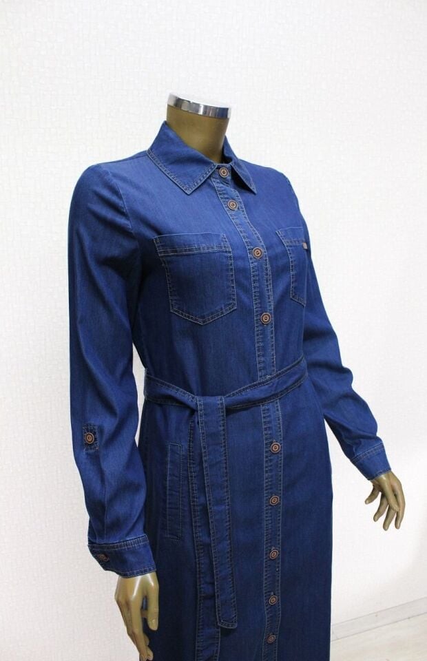 61013 ÖNDEN DÜĞMLEİ BEL BAĞLAMALI CEPLİ TANSEL TUNİK QYS TUNİK #24-053