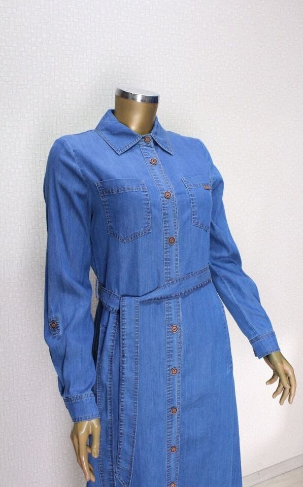 61013 ÖNDEN DÜĞMLEİ BEL BAĞLAMALI CEPLİ TANSEL TUNİK QYS TUNİK #24-053