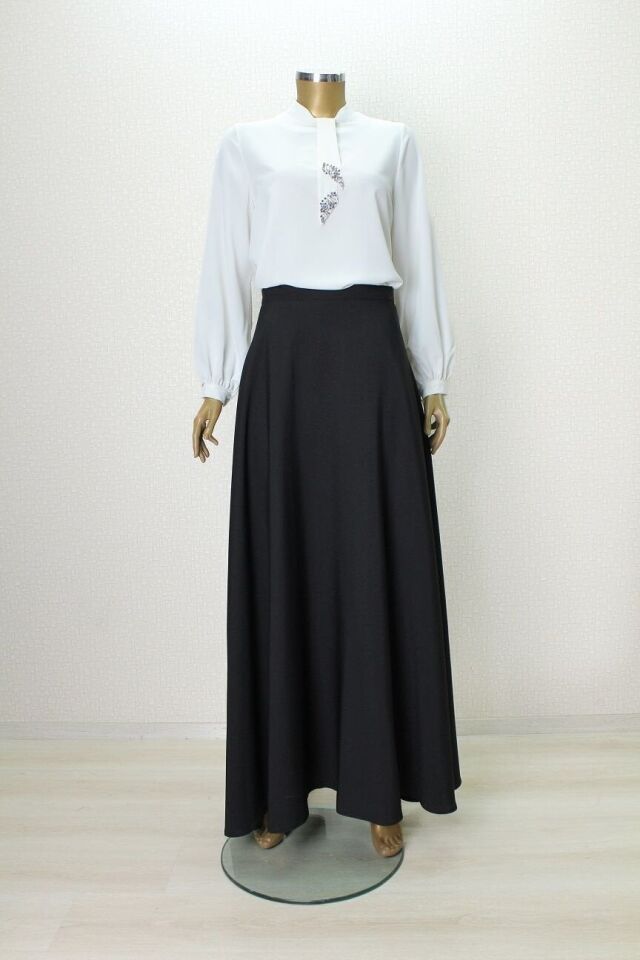8100 MEVLANA ETEK  BELİ MANŞETLİ ARKASI FERMUARLI DÜĞMLEİ SPOR MEVLANA KLOŞ ETEK QYS ETEK #24-0853 42 - LİLA