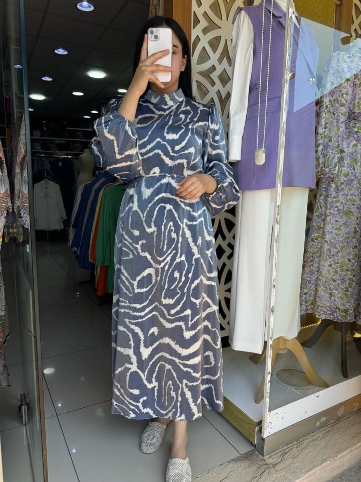 2247-1 JAKAR WLBİSE KOLU LASTİKLİ BBELİ BAĞLAMALI JAKAR ELBİSE QYS ELİBSE #24-05#