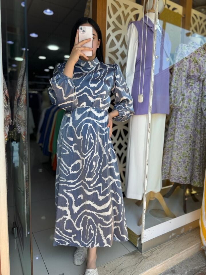 2247-1 JAKAR WLBİSE KOLU LASTİKLİ BBELİ BAĞLAMALI JAKAR ELBİSE QYS ELİBSE #24-05#