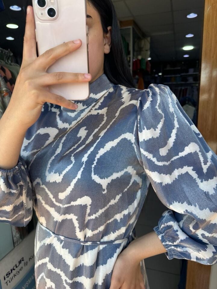 2247-1 JAKAR WLBİSE KOLU LASTİKLİ BBELİ BAĞLAMALI JAKAR ELBİSE QYS ELİBSE #24-05#