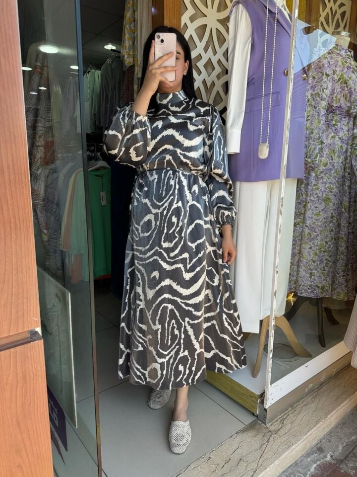 2247-1 JAKAR WLBİSE KOLU LASTİKLİ BBELİ BAĞLAMALI JAKAR ELBİSE QYS ELİBSE #24-05#