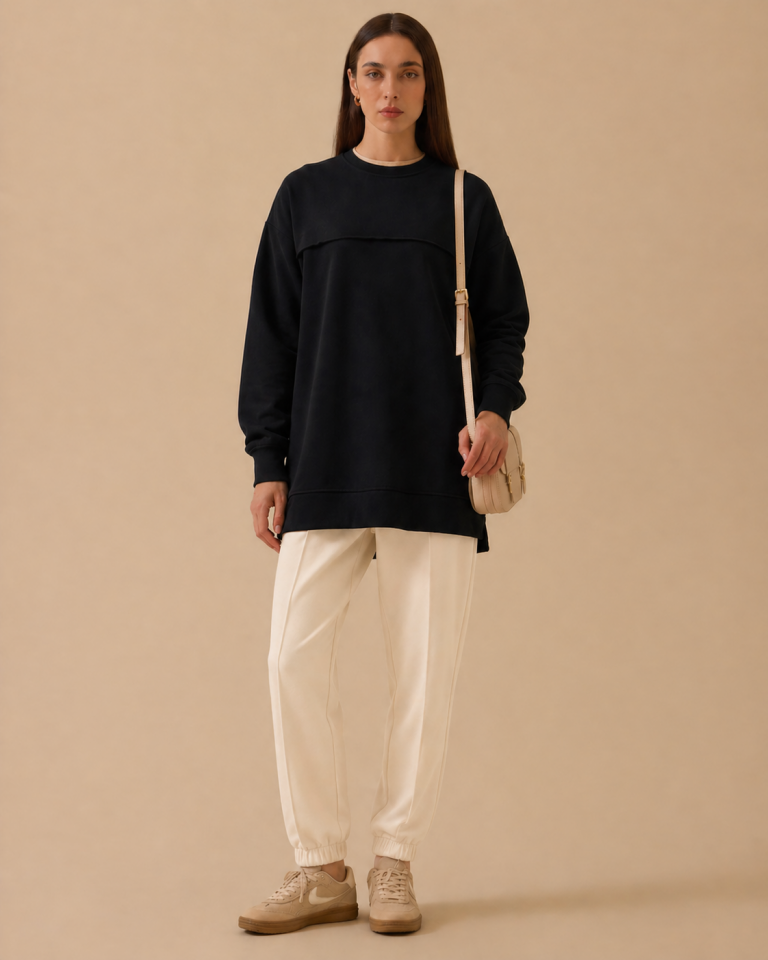 5320 ALT KISIM ASİMETRİK KESİM MODAL KUMAŞ İKİ İPLİK SWEAT #26#