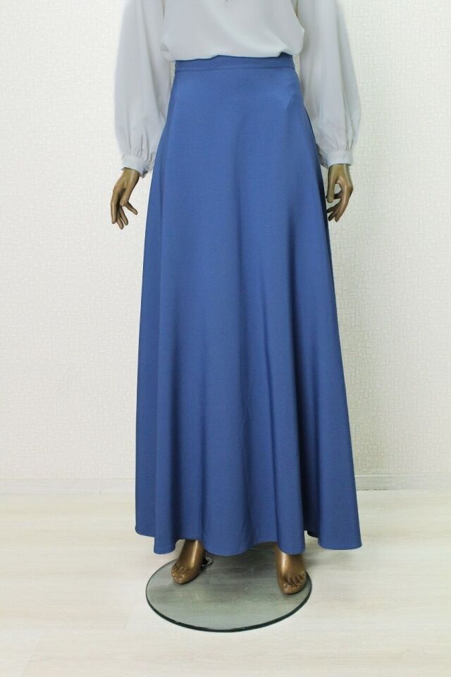 8100 MEVLANA ETEK  BELİ MANŞETLİ ARKASI FERMUARLI DÜĞMLEİ SPOR MEVLANA KLOŞ ETEK QYS ETEK #24-0853 42 - MAVİ