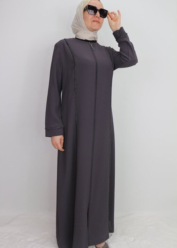 5040 FERACE ÖNDEN FERMUARLI ÖNÜ VE YANLARI TAŞ İŞLEMELİ ÖZEN GÜN FERACE QYS FERACE #24-053