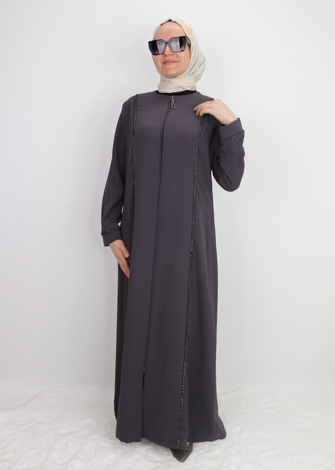 5040 FERACE ÖNDEN FERMUARLI ÖNÜ VE YANLARI TAŞ İŞLEMELİ ÖZEN GÜN FERACE QYS FERACE #24-053