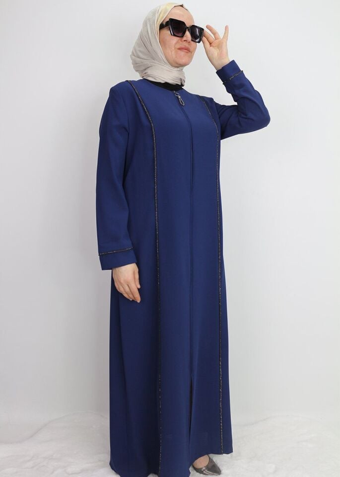 5040 FERACE ÖNDEN FERMUARLI ÖNÜ VE YANLARI TAŞ İŞLEMELİ ÖZEN GÜN FERACE QYS FERACE #24-053