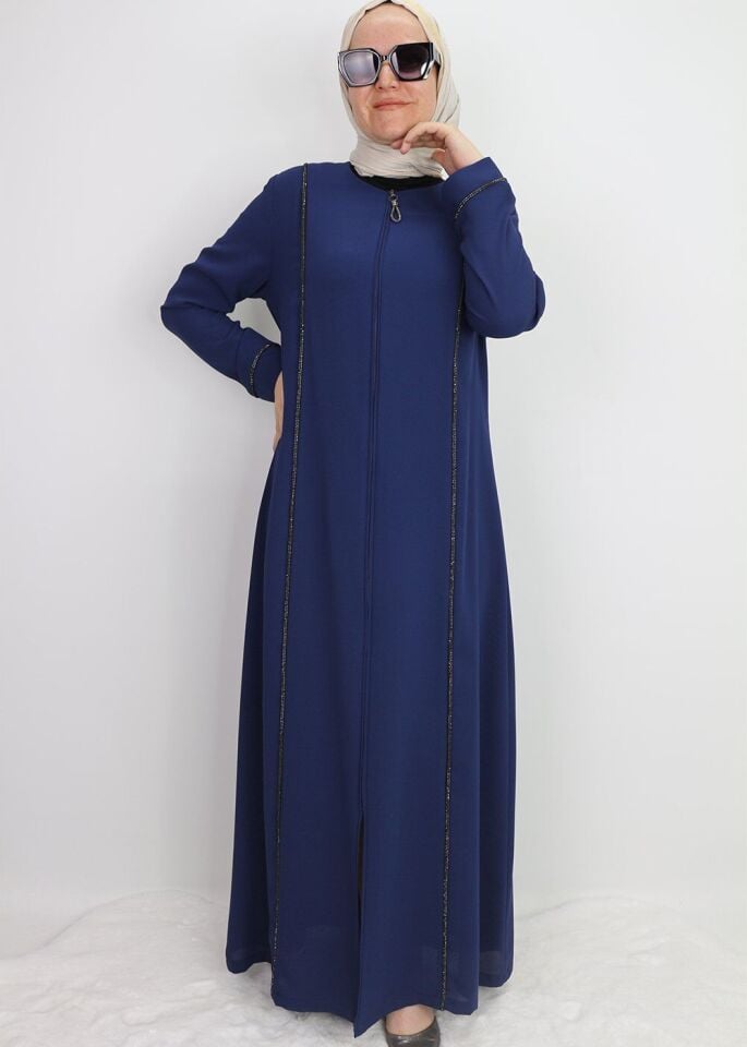 5040 FERACE ÖNDEN FERMUARLI ÖNÜ VE YANLARI TAŞ İŞLEMELİ ÖZEN GÜN FERACE QYS FERACE #24-053