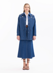 1001 JEAN CEKET ÖNÜ TAŞ DETAYLI ÇIT ÇIT KAPAMALI CEPLİ JEAN CEKET QYS JEAN CEKETN 11242107501001 #24-05#