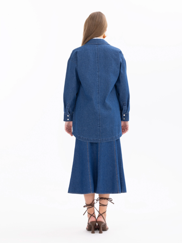 1001 JEAN CEKET ÖNÜ TAŞ DETAYLI ÇIT ÇIT KAPAMALI CEPLİ JEAN CEKET QYS JEAN CEKETN 11242107501001 #24-05#