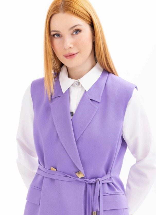 1005 YELEK ÖNDEN DÜĞMELİ KRUVAZE YAKA  YELEK QYS YELEK 10002411111005 #24-053