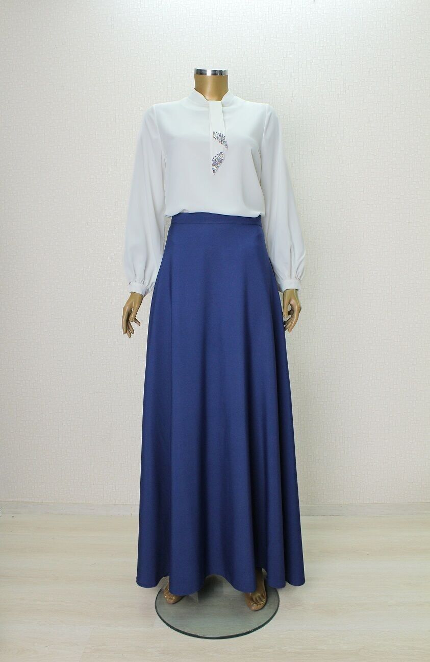8100 MEVLANA ETEK  BELİ MANŞETLİ ARKASI FERMUARLI DÜĞMLEİ SPOR MEVLANA KLOŞ ETEK QYS ETEK #24-0853 48 - LACİVERT