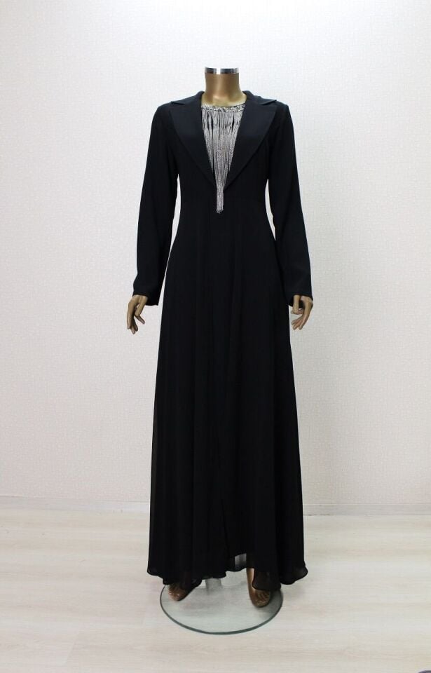 2845 ABİYE ELİBSE ÖNÜ ZİNCİRLİ DIŞ ŞİFON İÇ KISMI KREP ABİYE ELİBSE #24-06#