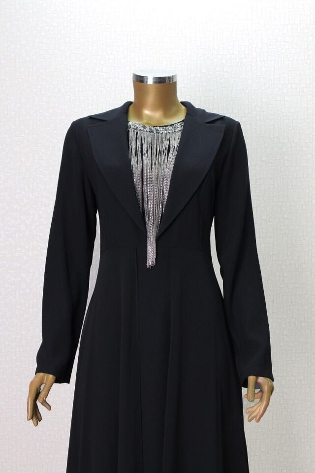 2845 ABİYE ELİBSE ÖNÜ ZİNCİRLİ DIŞ ŞİFON İÇ KISMI KREP ABİYE ELİBSE #24-06#