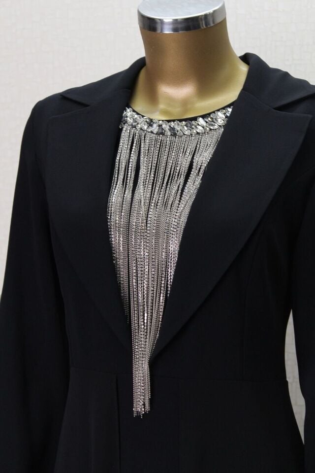 2845 ABİYE ELİBSE ÖNÜ ZİNCİRLİ DIŞ ŞİFON İÇ KISMI KREP ABİYE ELİBSE #24-06#