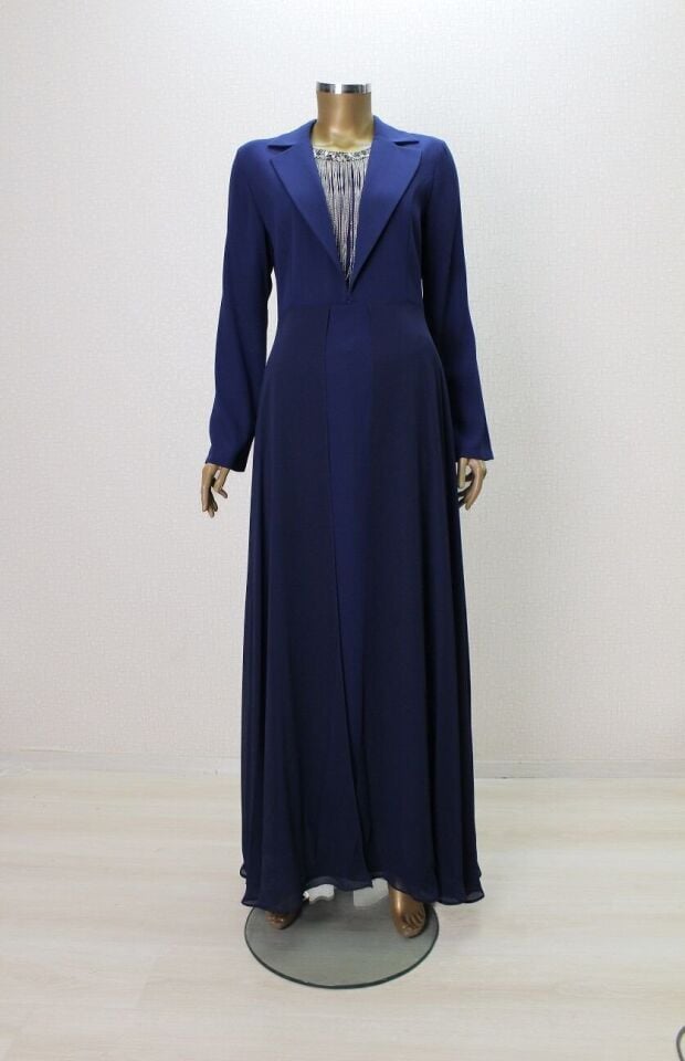 2845 ABİYE ELİBSE ÖNÜ ZİNCİRLİ DIŞ ŞİFON İÇ KISMI KREP ABİYE ELİBSE #24-06#