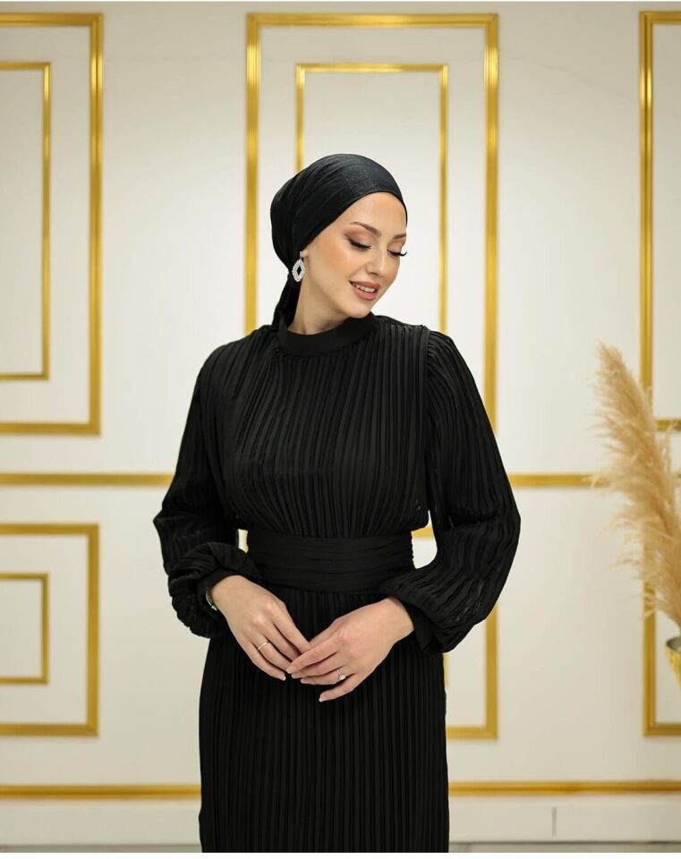 2279 ABİYE ELBİSE BELİ BAĞLAMALI BALONKOL ETEK UCU FIRFIRLI ABİYE ELBİSE #24-06#