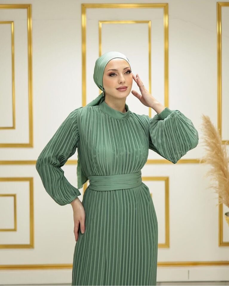 2279 ABİYE ELBİSE BELİ BAĞLAMALI BALONKOL ETEK UCU FIRFIRLI ABİYE ELBİSE #24-06#