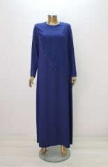 2857 ŞİFON GİYDİRMELİ BONCUKLU RAHAT KALIP ELBİSE QYS ELBİSE #24-023