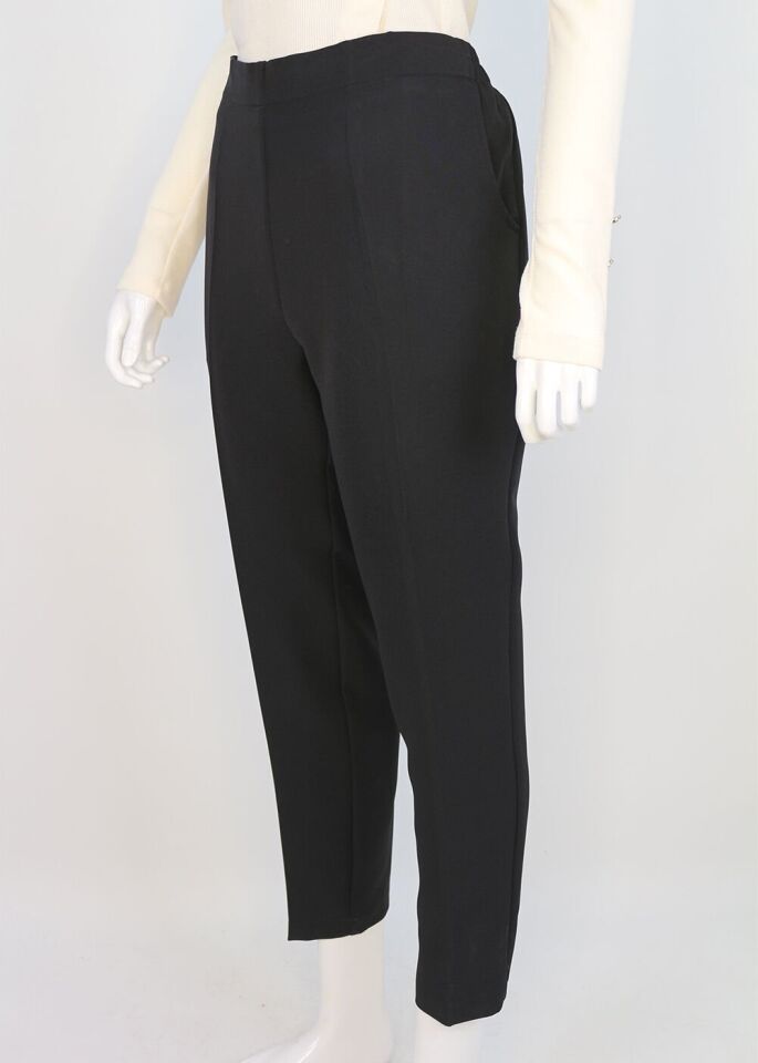 59024 BELİ LASTİKLİ CEP DETAYLI KLASİK DAR PAÇA PANTOLON QKS 59024 PANTOLON #23-093 58 - SİYAH