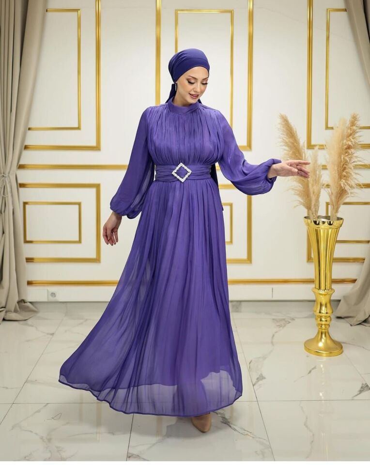 2290 ABİYE ELBİSE BELİ KEMERLİ KEMERİ TAŞ DETAYLI BALONKOL JAN JAN ABİYE ELBİSE #24-06#