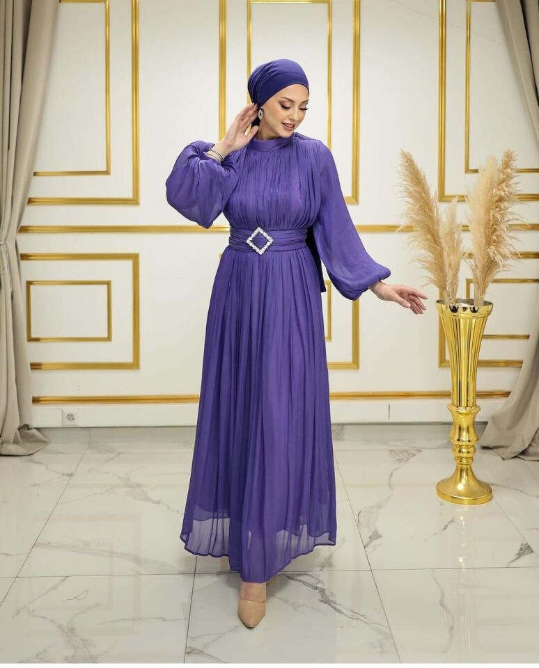 2290 ABİYE ELBİSE BELİ KEMERLİ KEMERİ TAŞ DETAYLI BALONKOL JAN JAN ABİYE ELBİSE #24-06#