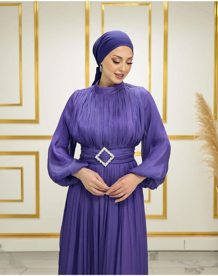 2290 ABİYE ELBİSE BELİ KEMERLİ KEMERİ TAŞ DETAYLI BALONKOL JAN JAN ABİYE ELBİSE #24-06#