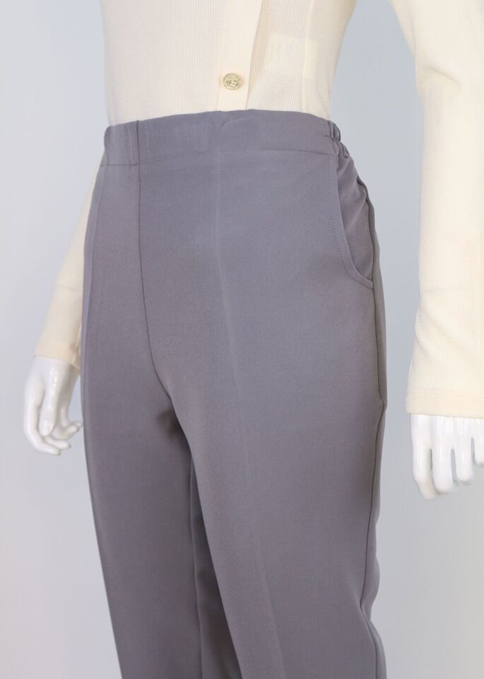 59024 BELİ LASTİKLİ CEP DETAYLI KLASİK DAR PAÇA PANTOLON QKS 59024 PANTOLON #23-093 58 - gri