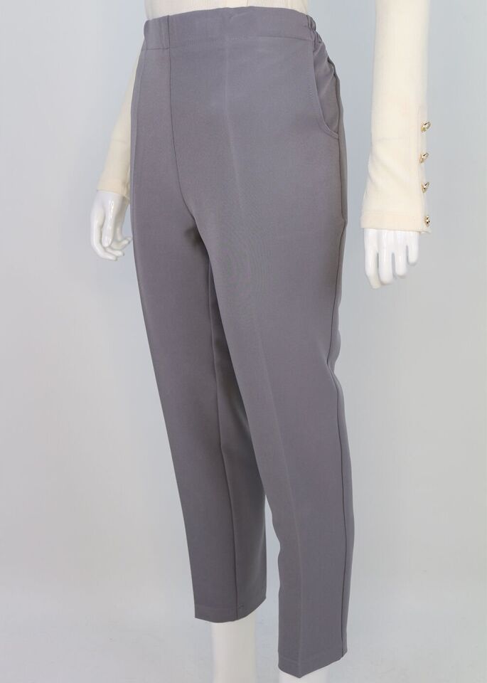 59024 BELİ LASTİKLİ CEP DETAYLI KLASİK DAR PAÇA PANTOLON QKS 59024 PANTOLON #23-093 58 - gri