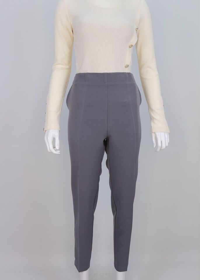 59024 BELİ LASTİKLİ CEP DETAYLI KLASİK DAR PAÇA PANTOLON QKS 59024 PANTOLON #23-093 58 - gri