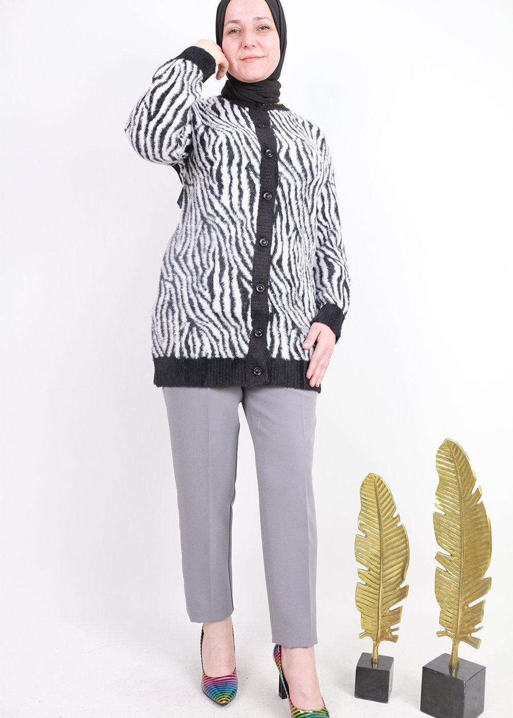 59021 CEP GÖRÜNÜMLÜ BELİ YARIMLASTİKLİ KLASİK DAR PAÇA PANTOLON QYS 59021 PANTOLON #23-093 46 - gri