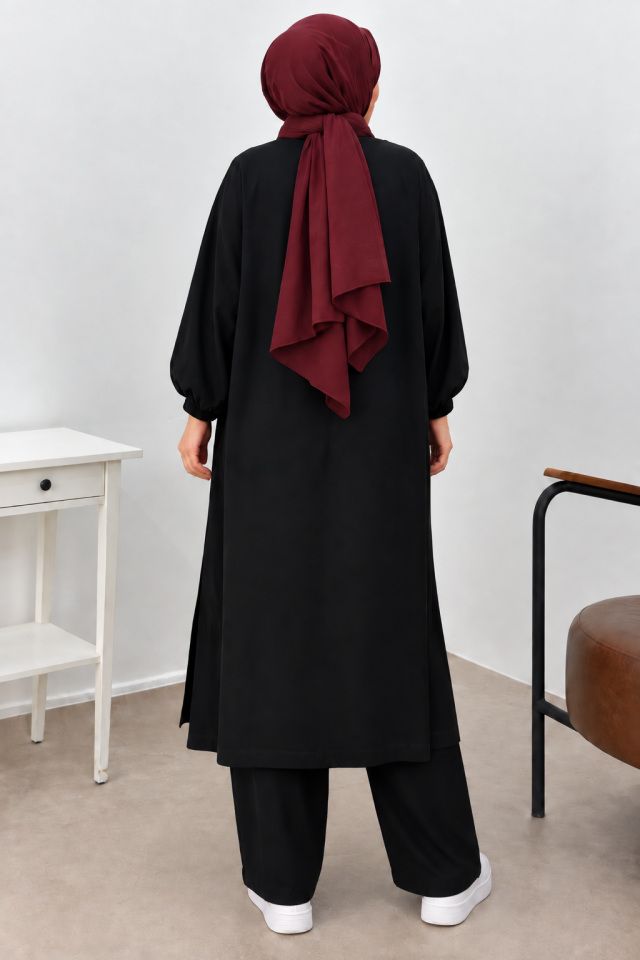 10801 ÖNDEN YARIM FERMUARLI KANGURU CEPLİ  KOL UCU LASTİKLİ PANTALON BELİ LASTİKLİ  PAMUKLU İKİLİ TAKIM#26#