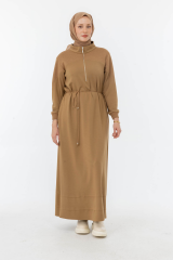 2515-ELB-25K_R027 MODAL TRİKO KONBİNLİ TAM BOY ELBİSE