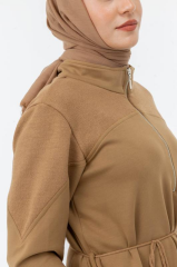 2515-ELB-25K_R027 MODAL TRİKO KONBİNLİ TAM BOY ELBİSE