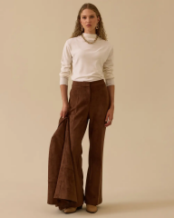 10002521010010 BELİ MANŞETLİ CEPLİ İSPANYOL PAÇA SÜET PANTOLON