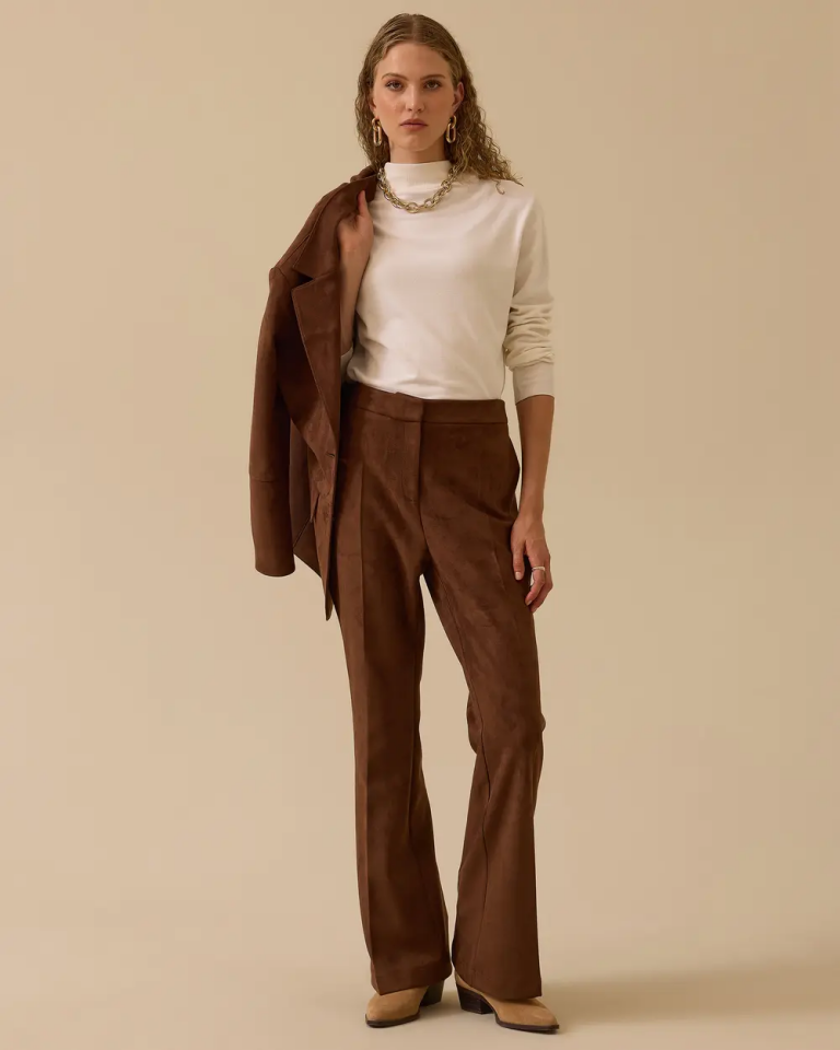 10002521010010 BELİ MANŞETLİ CEPLİ İSPANYOL PAÇA SÜET PANTOLON