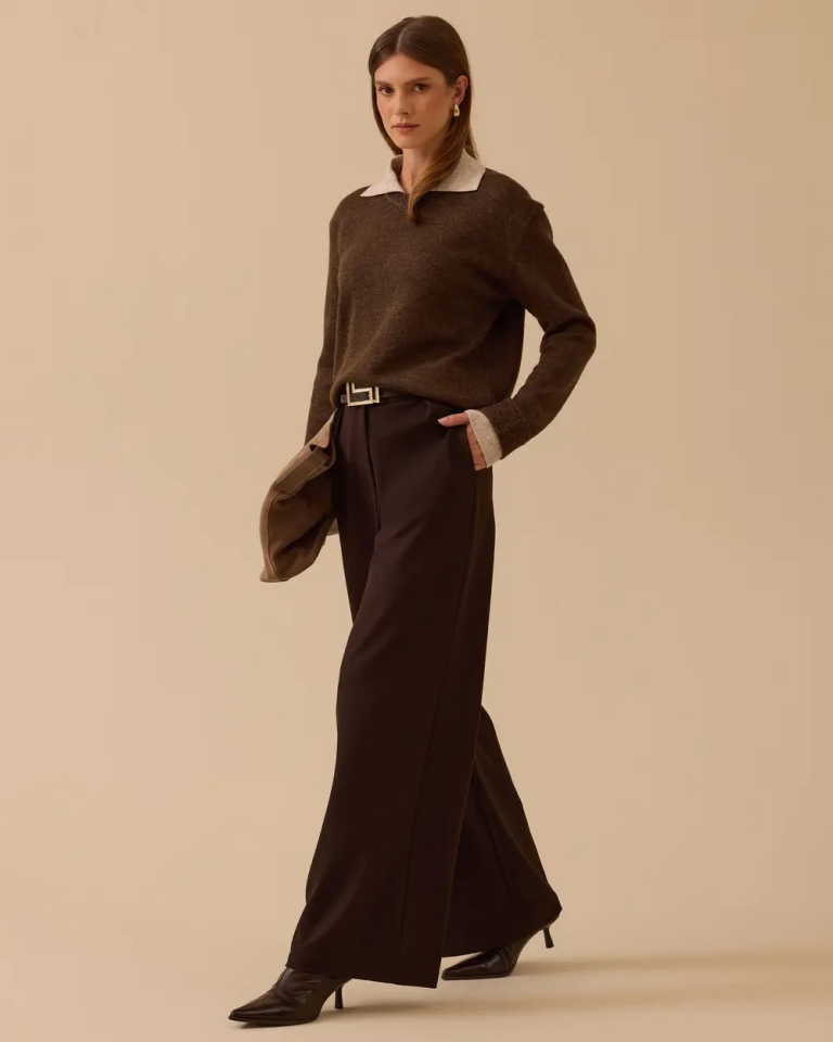 10002521010040 BELİ KEMERLİ CEPLİ YÜKSEK BEL PALAZO PANTOLON