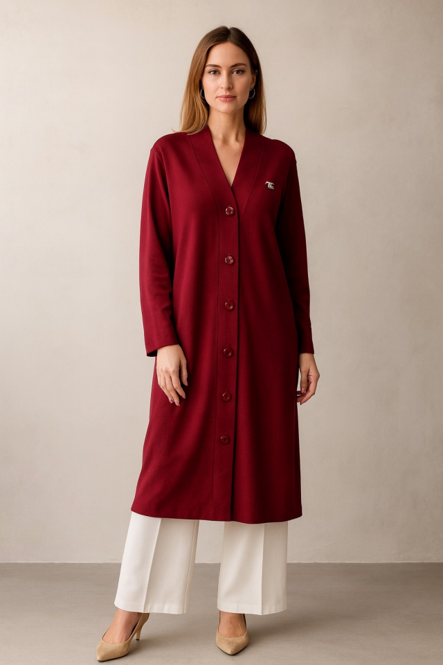 974 DÜĞMELİ FLAR DETAYLI OYŞO KUMAŞ HIRKA #10-25# 2 - MÜRDÜM