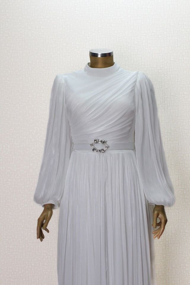 2868 BELİ KEMERLİ BALON KOL JAN JAN SİMŞİ ŞİFON ELİBSE QYS ABİYE ELB,SE #24-07#