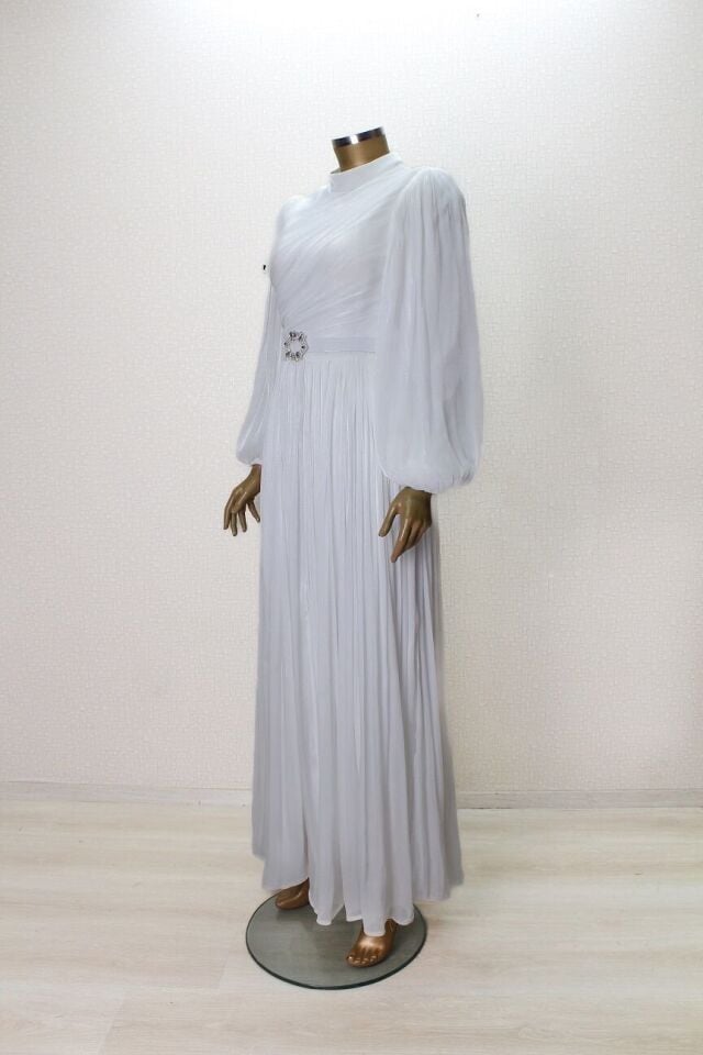 2868 BELİ KEMERLİ BALON KOL JAN JAN SİMŞİ ŞİFON ELİBSE QYS ABİYE ELB,SE #24-07#