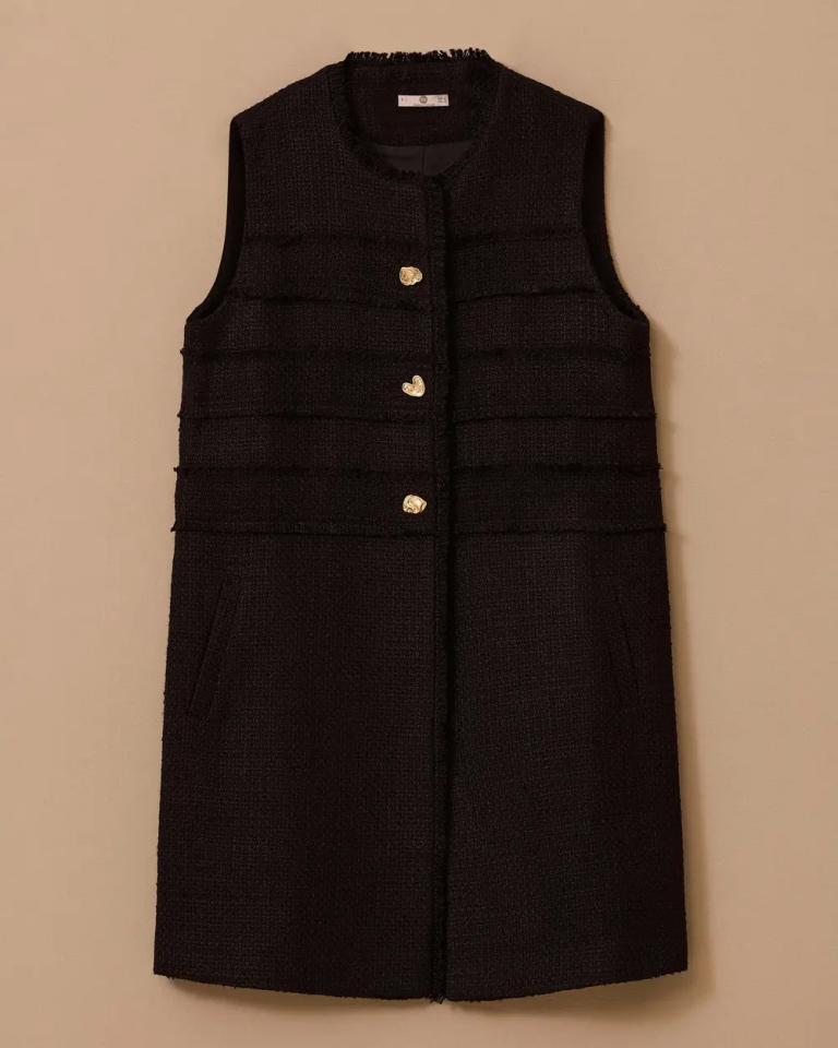 10002521111019 ÖNÜ ŞERİT DÜĞMELİ TÜVİT TRİKO YELEK