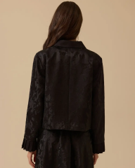 10002521111020 ÖNDEN DÜĞMELİ JAKAR KUMAŞ KOL UCU PİLİSELİ ŞIK CEKET