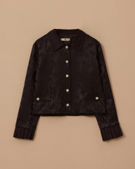 10002521111020 ÖNDEN DÜĞMELİ JAKAR KUMAŞ KOL UCU PİLİSELİ ŞIK CEKET