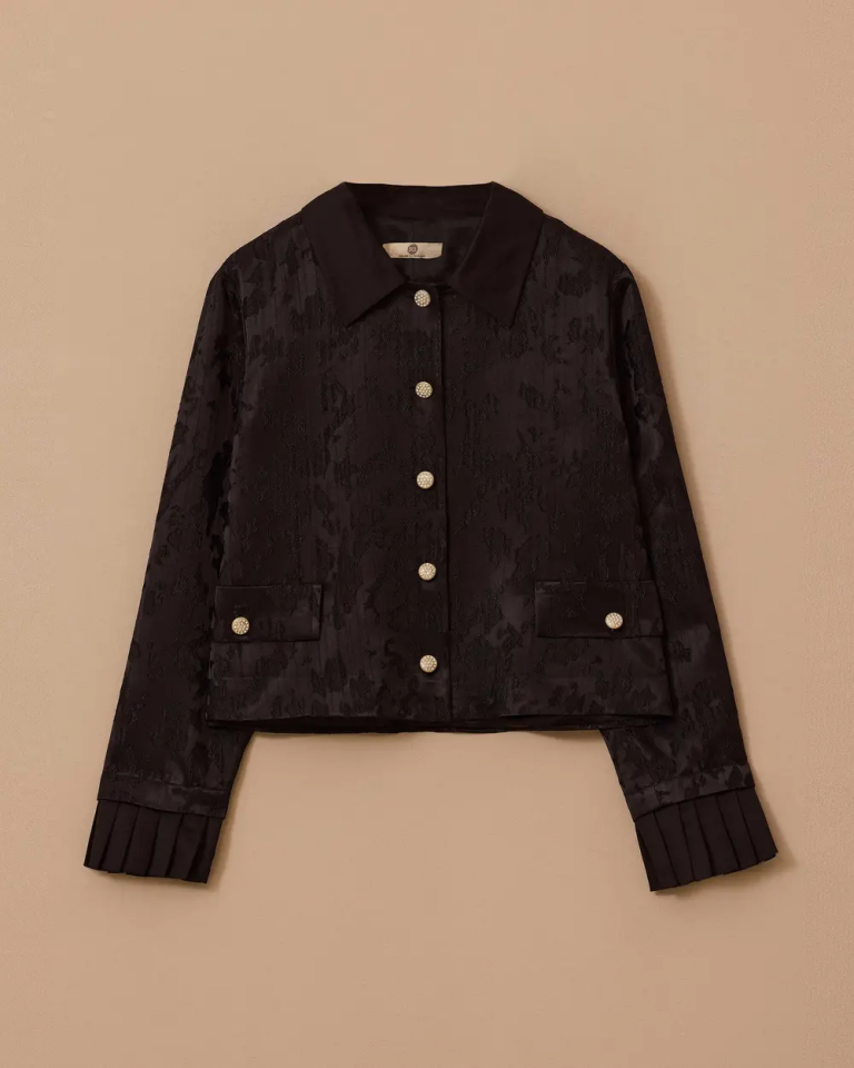 10002521111020 ÖNDEN DÜĞMELİ JAKAR KUMAŞ KOL UCU PİLİSELİ ŞIK CEKET