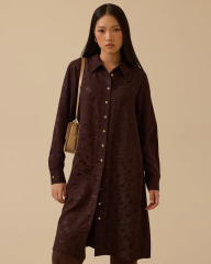 10002521211018 ÖNDEN DÜĞMELİ JAKAR DESENLİ ŞIK GÖMLEK TUNİK