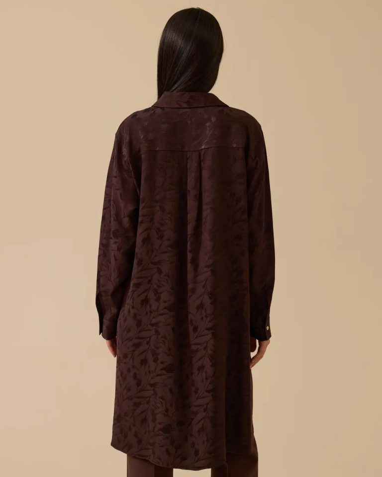 10002521211018 ÖNDEN DÜĞMELİ JAKAR DESENLİ ŞIK GÖMLEK TUNİK