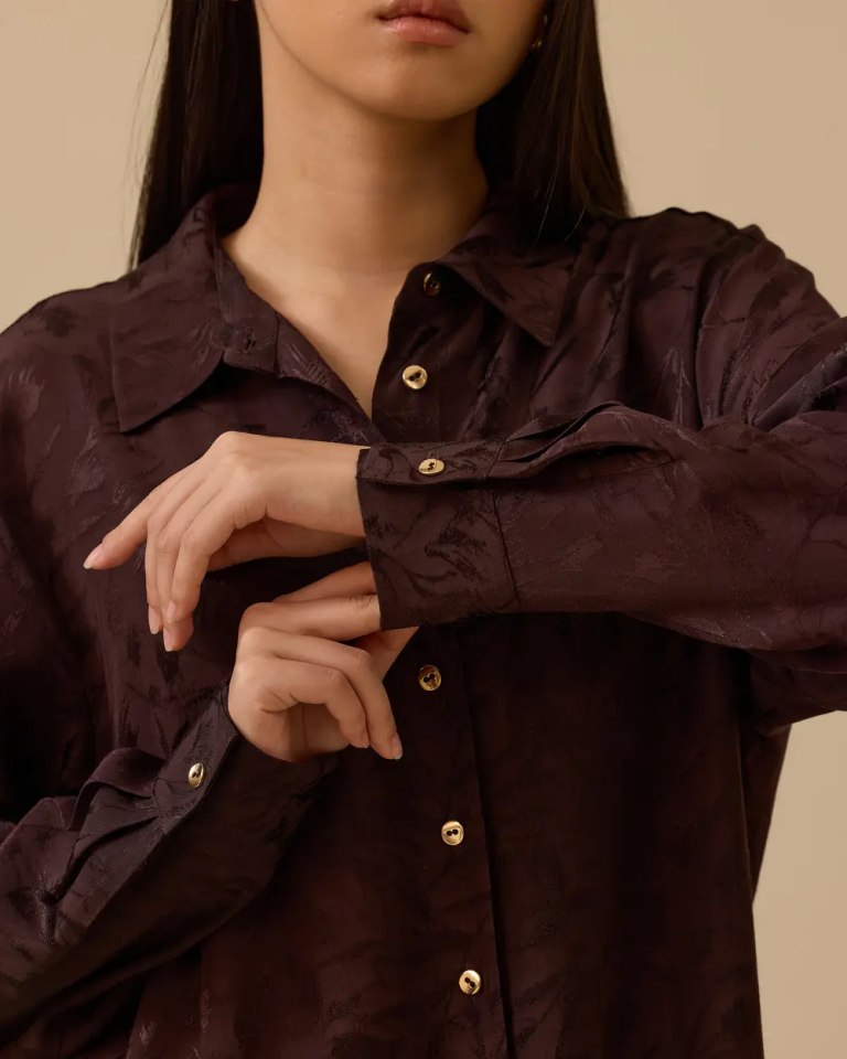 10002521211018 ÖNDEN DÜĞMELİ JAKAR DESENLİ ŞIK GÖMLEK TUNİK